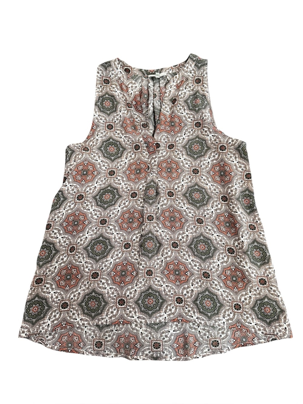 Joie 100% Silk Sleeveless Medallion Print Split Neck Blouse Top XS